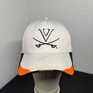 University of Virginia Baseball Cap Hat White Orange Cavalier NCAA Hook/Loop UVA
